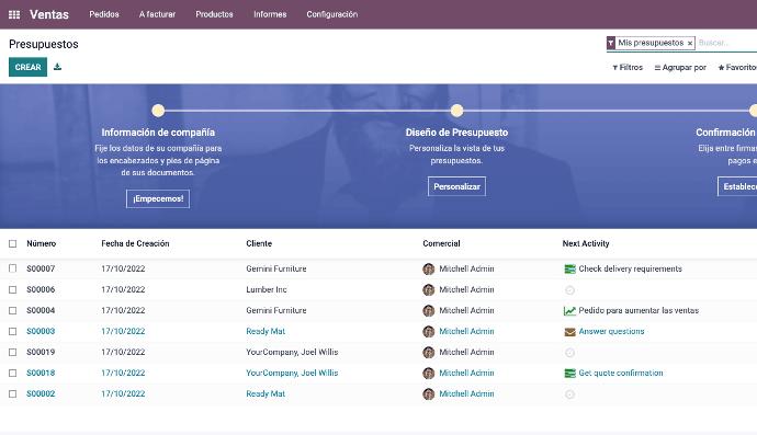 Módulo de ventas de Odoo
