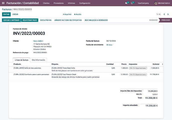 odoo facturación
